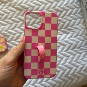 Loopy iPhone 14/13 Pink and White Checkered Case